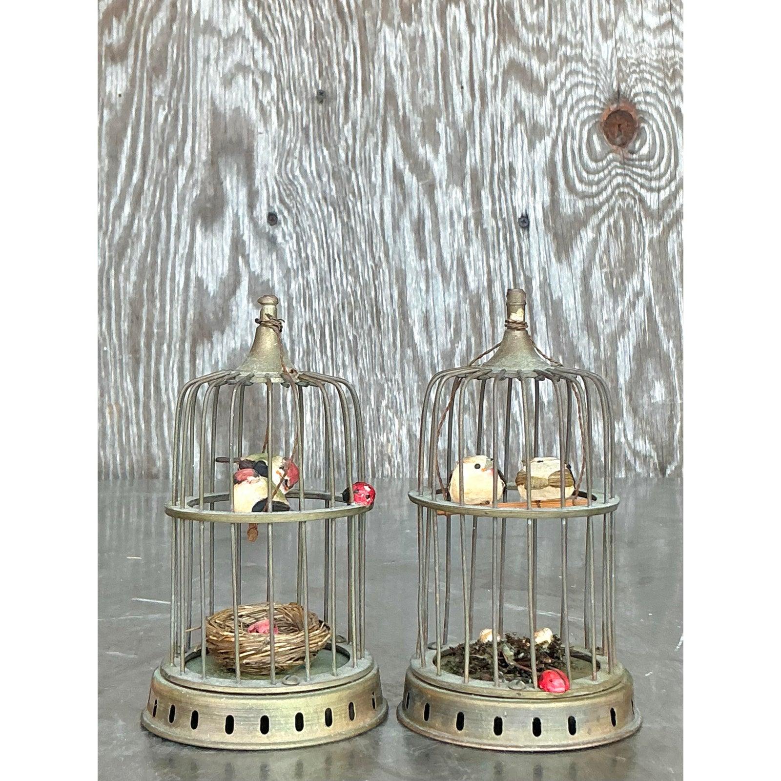 American Vintage Regency Brass Birdcages - A Pair For Sale