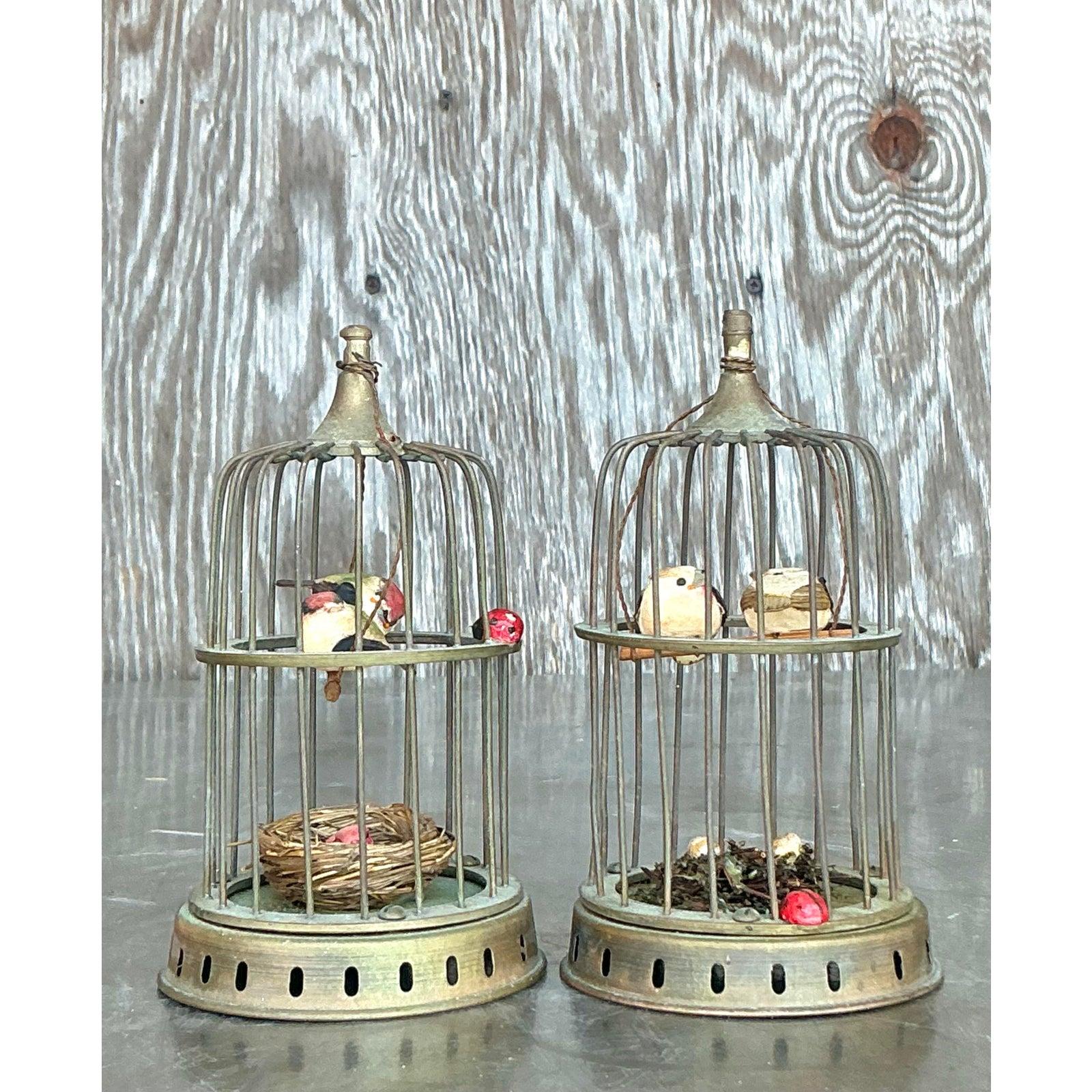 Vintage Regency Brass Birdcages - A Pair In Good Condition For Sale In west palm beach, FL