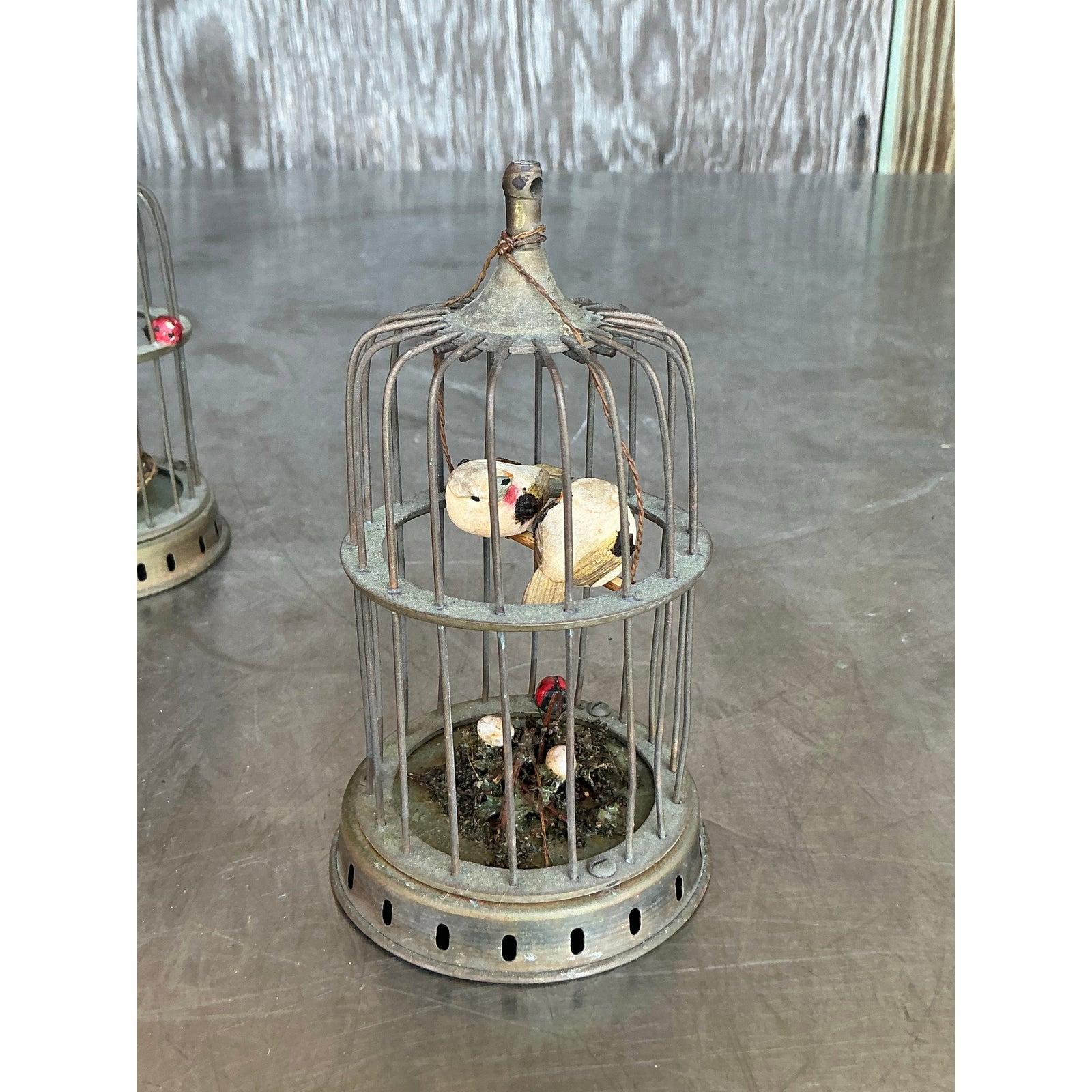 20th Century Vintage Regency Brass Birdcages - A Pair For Sale