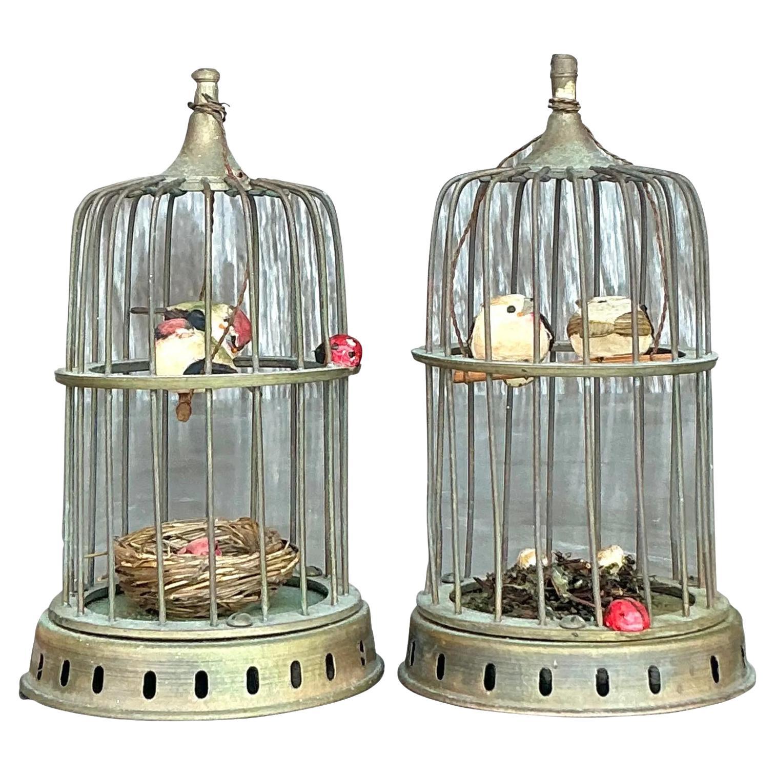Vintage Regency Brass Birdcages - A Pair