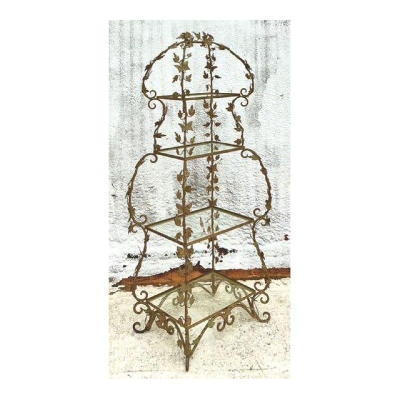 Hollywood Regency Etagere a farfalla in ottone vintage Regency in vendita