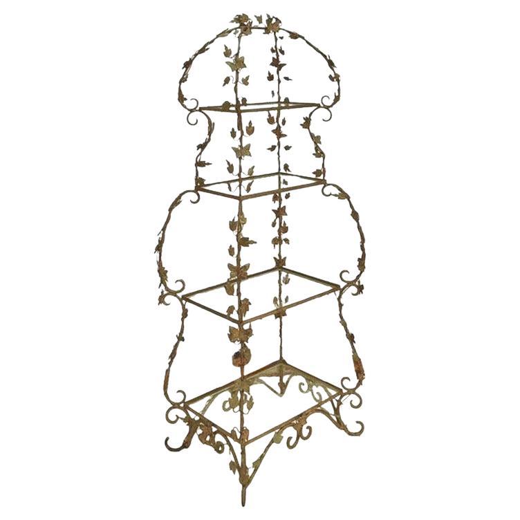 Etagere a farfalla in ottone vintage Regency in vendita