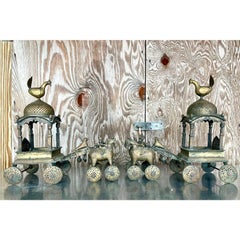 Vintage Regency Brass Caravan Temple Toys - a Pair
