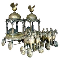 Antique Regency Brass Caravan Temple Toys - a Pair