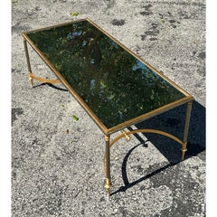 Vintage Regency Brass Coffee Table After Maison Jansen