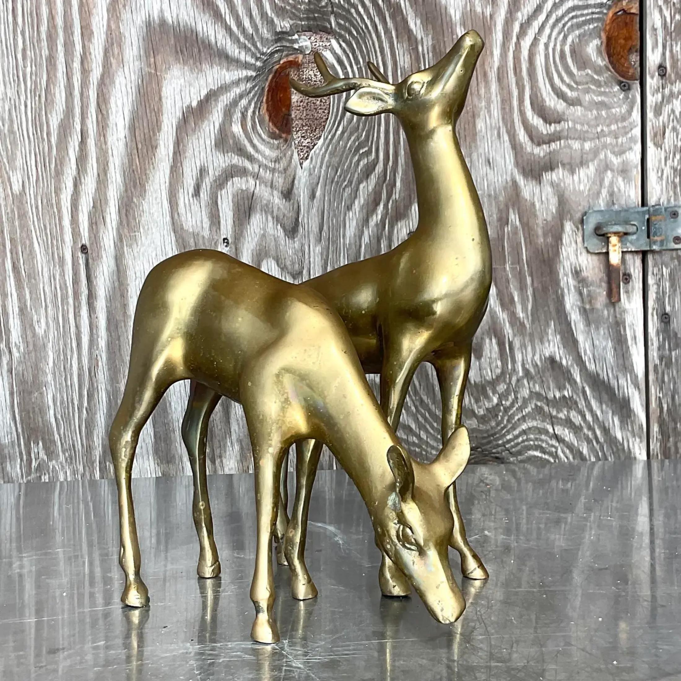 17th Century Vintage Regency Brass Deer - a Pair For Sale