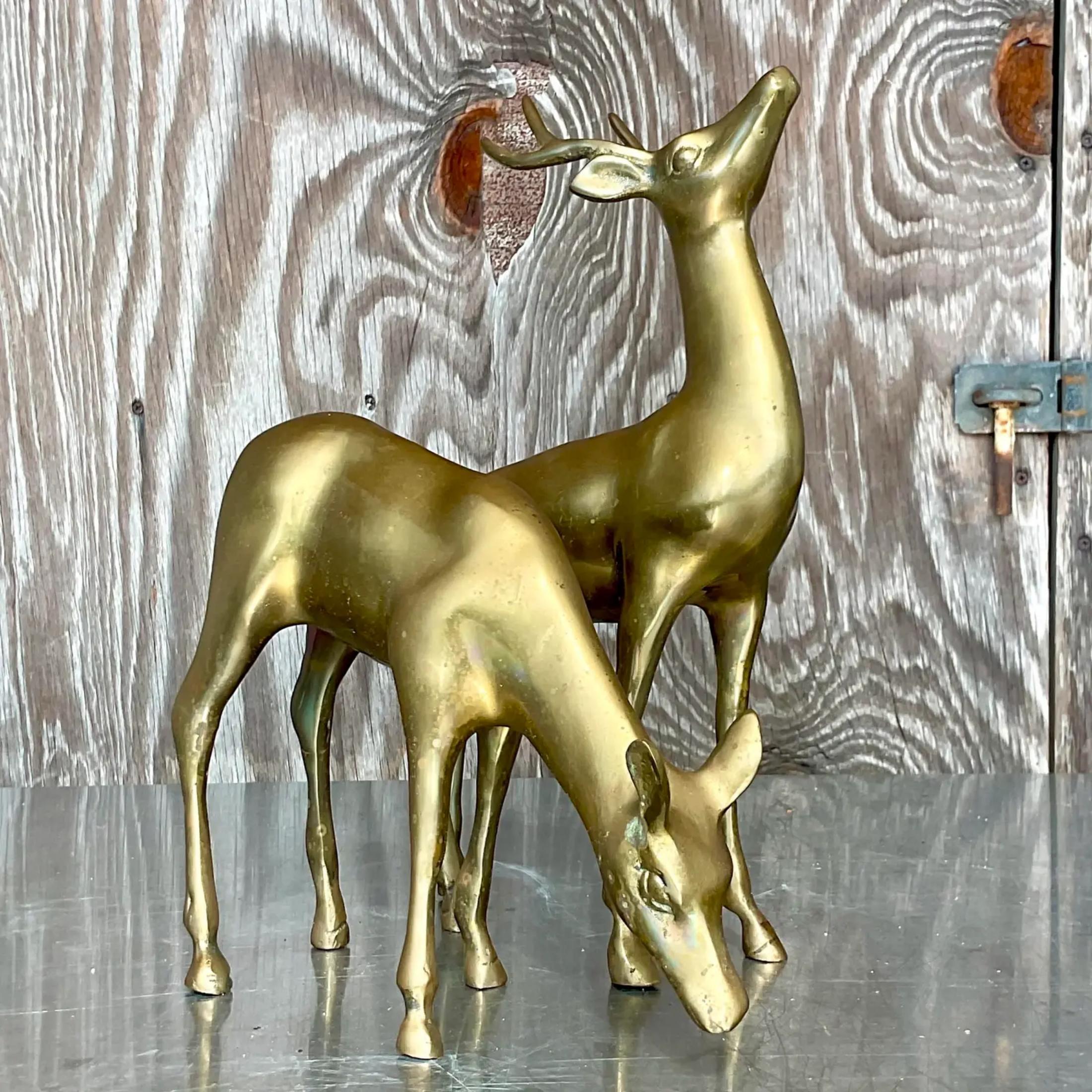 Vintage Regency Brass Deer - a Pair For Sale 1