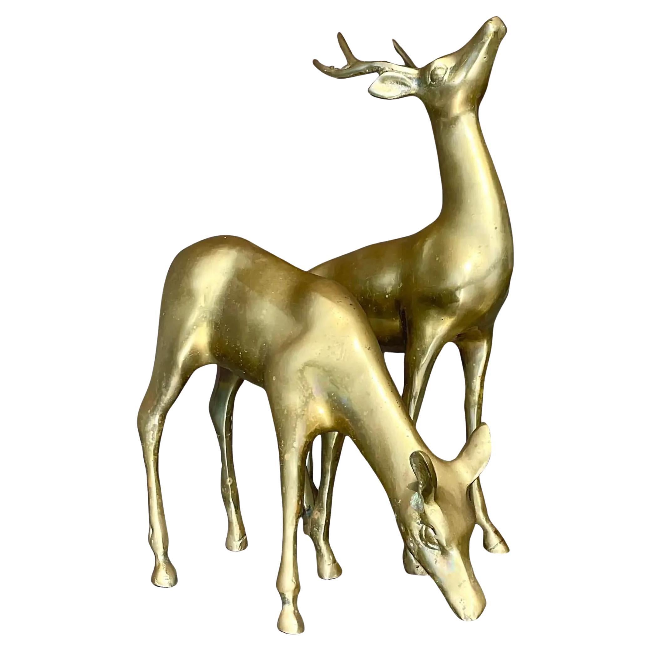 Vintage Regency Brass Deer - a Pair For Sale