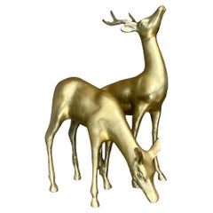 Antique Regency Brass Deer - a Pair