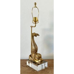 Vintage Regency Brass Koi Lamp