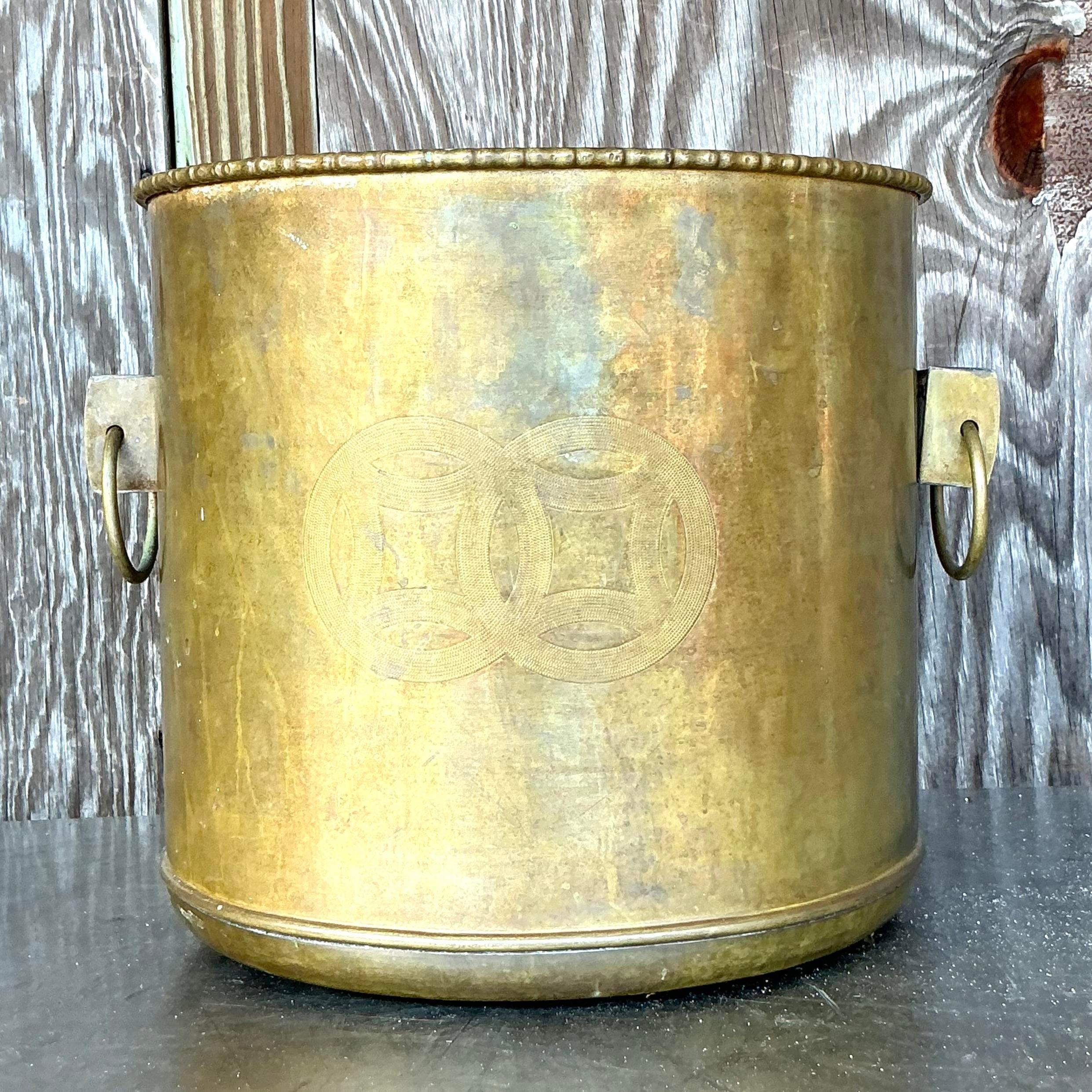 Vintage Regency Messing Medaillon Pflanzer (amerikanisch) im Angebot