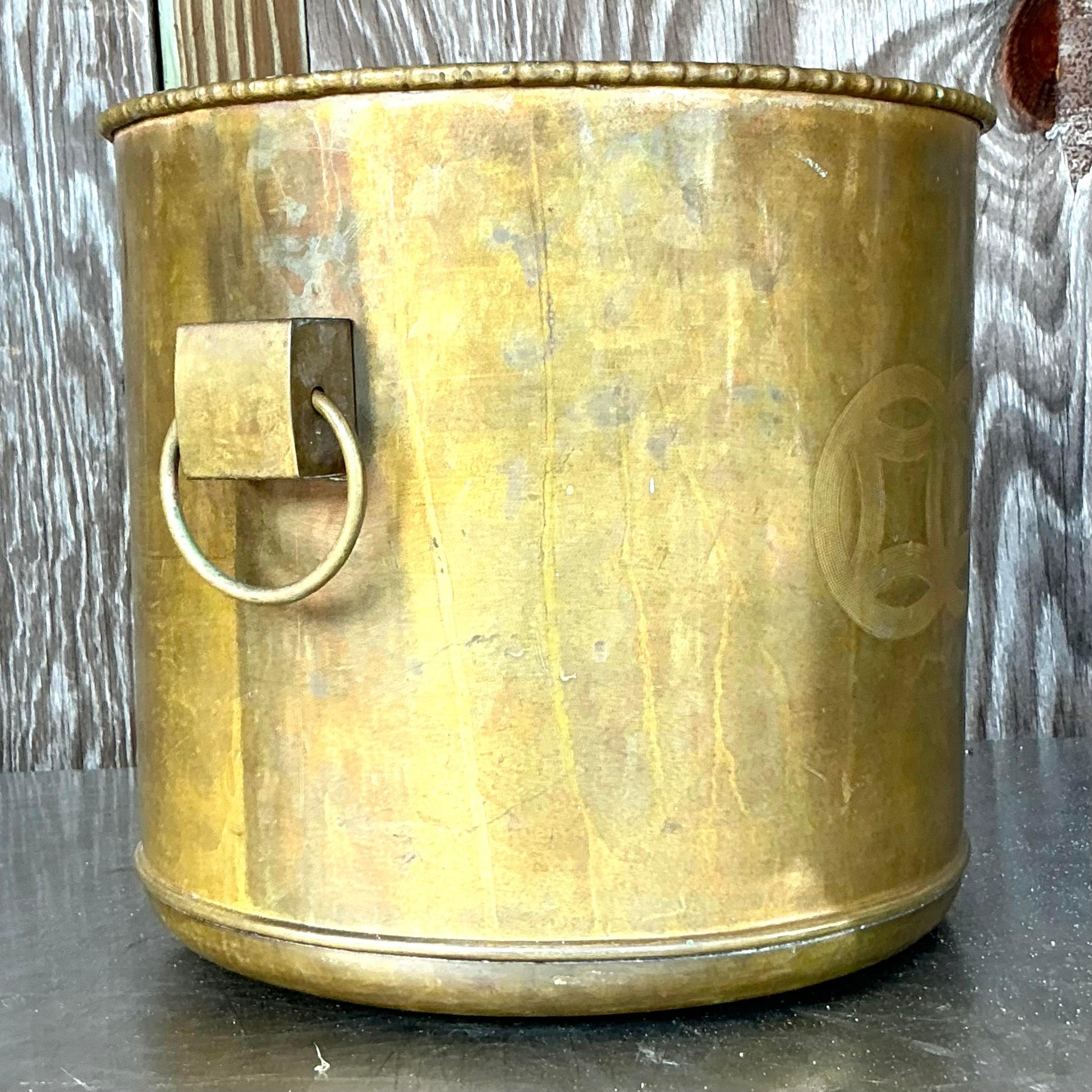 Vintage Regency Messing Medaillon Pflanzer (20. Jahrhundert) im Angebot