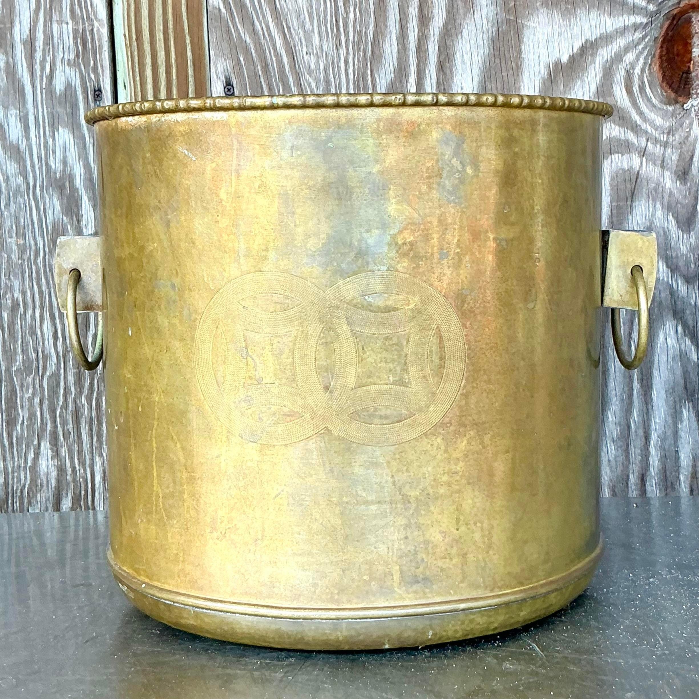 Vintage Regency Messing Medaillon Pflanzer (Metall) im Angebot
