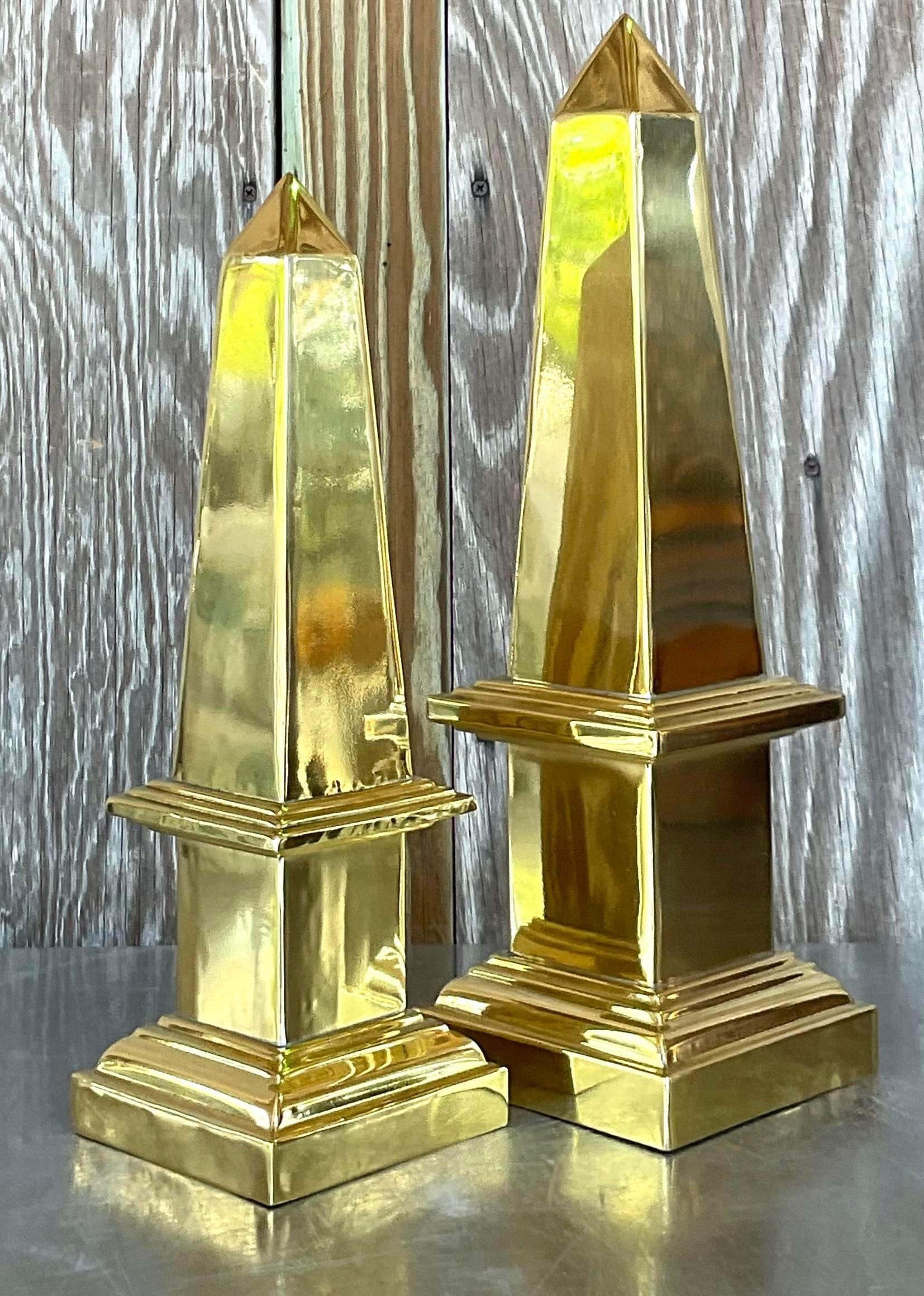 Vintage Regency Brass Obelisks - a Pair For Sale 3