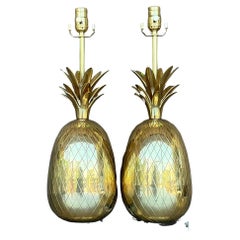 Vintage Regency Brass Pineapple Lamps - a Pair