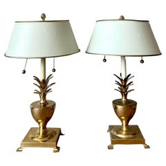 Vintage Regency Brass Pineapple Lamps - A Pair