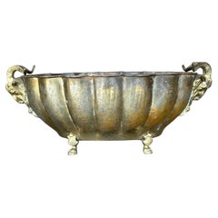 Vintage Regency Brass Rams Head Jardinere