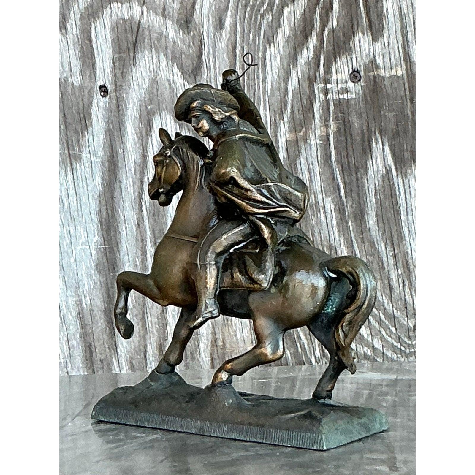 Cavaliere a cavallo in ottone Vintage By in vendita 3