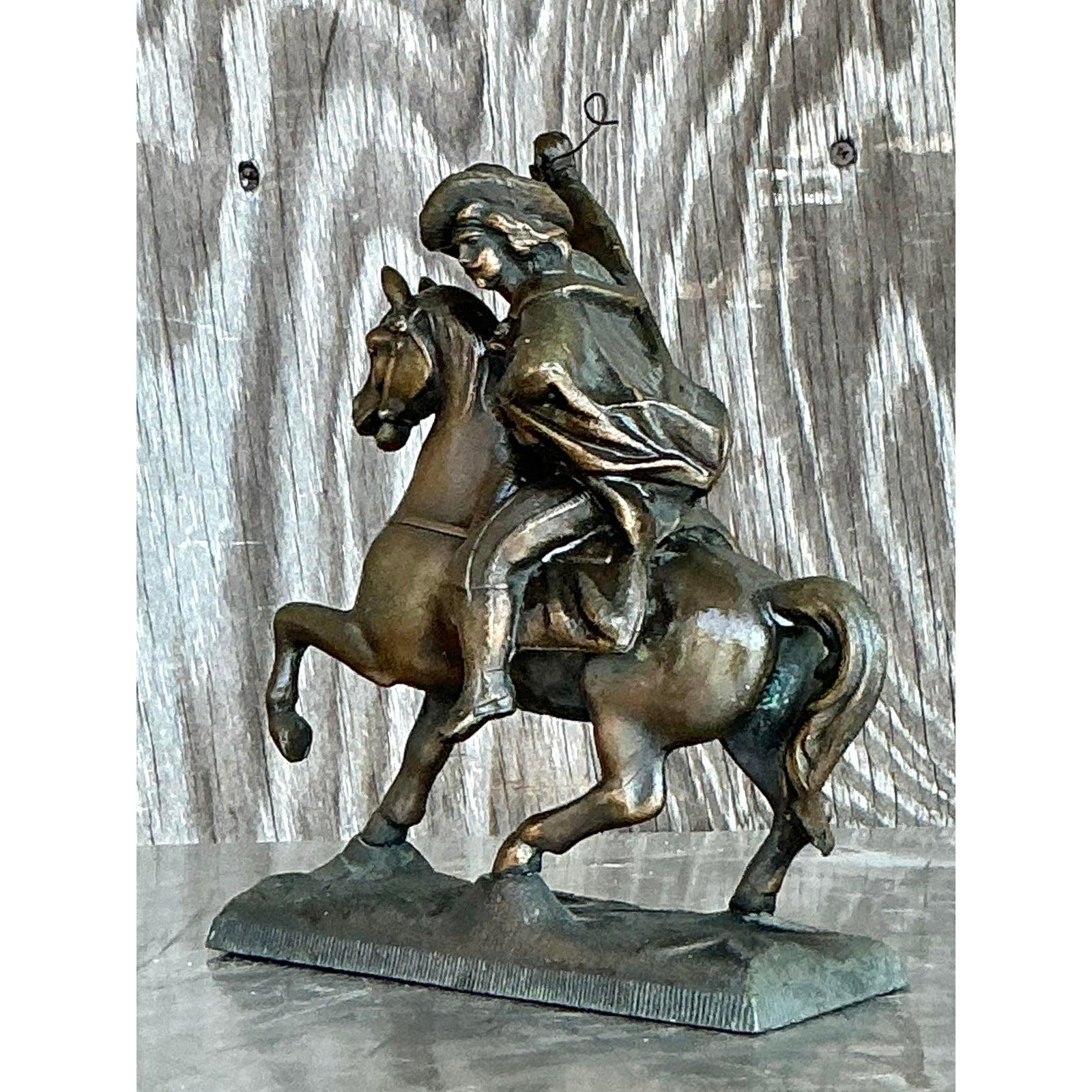 Regency Cavaliere a cavallo in ottone Vintage By in vendita