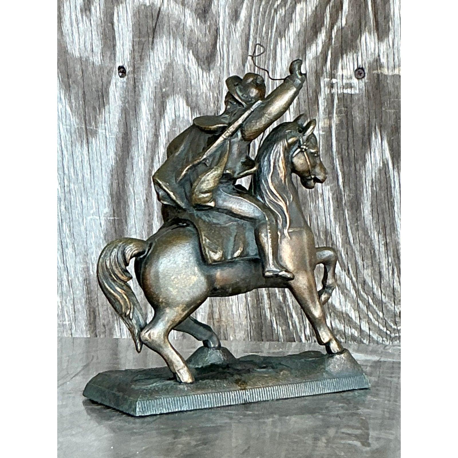 Americano Cavaliere a cavallo in ottone Vintage By in vendita