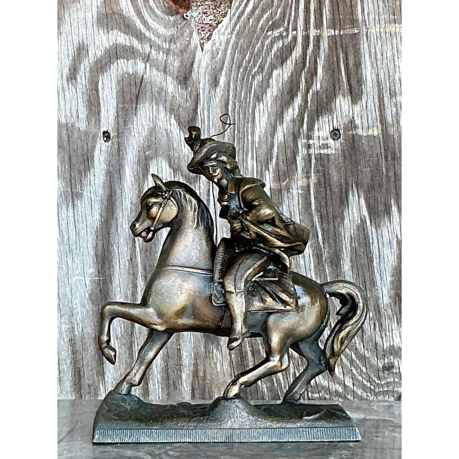 XX secolo Cavaliere a cavallo in ottone Vintage By in vendita