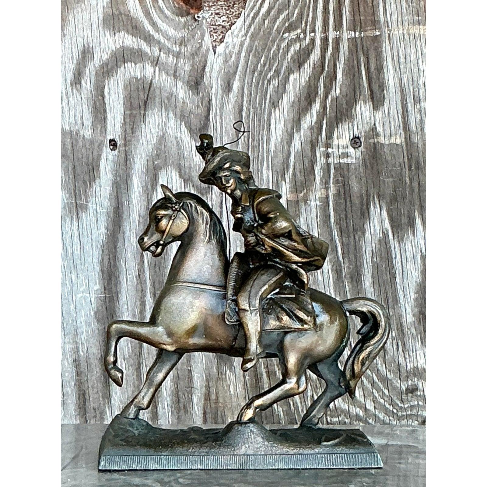 Ottone Cavaliere a cavallo in ottone Vintage By in vendita