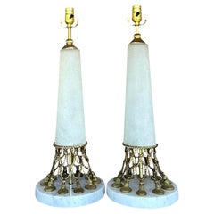 Vintage Regency Brass Swag and Tassle Lamps - A Pair