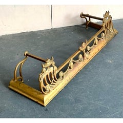 Vintage Regency Brass Swag Fireplace Fender