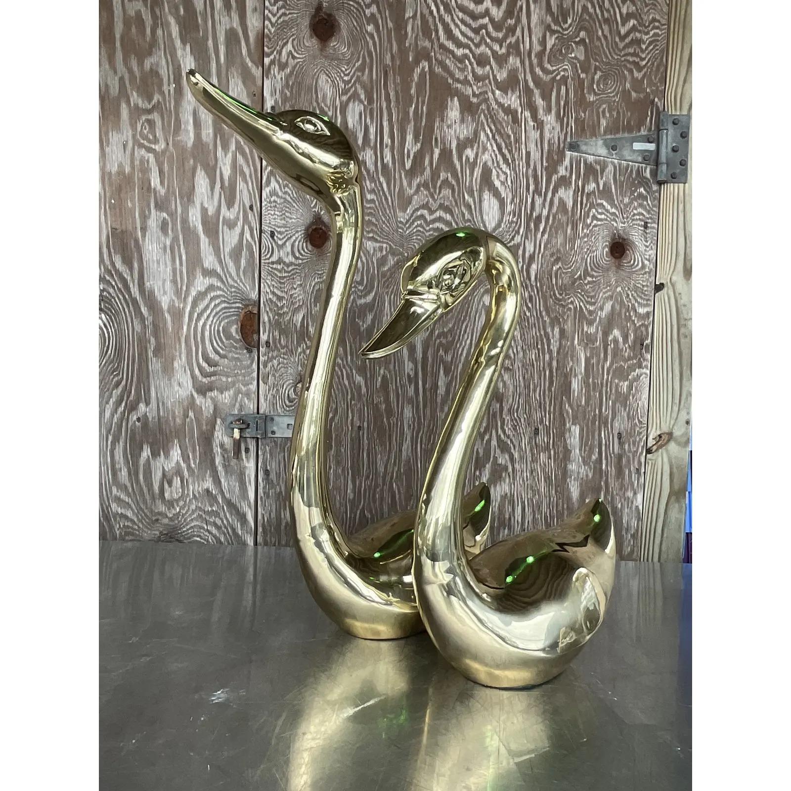 brass swan pair