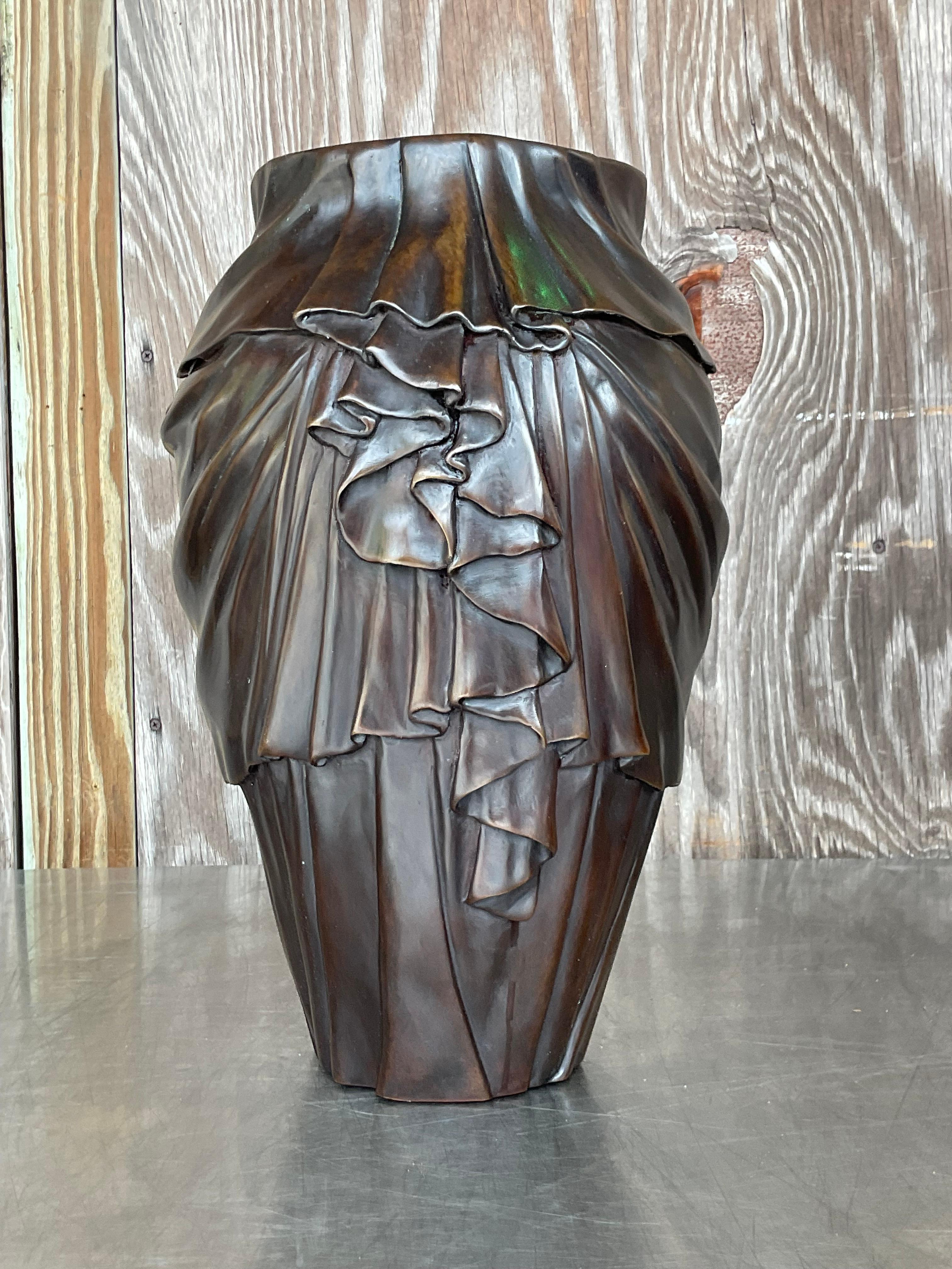 Vase guirlande vintage Regency en bronze en vente 5