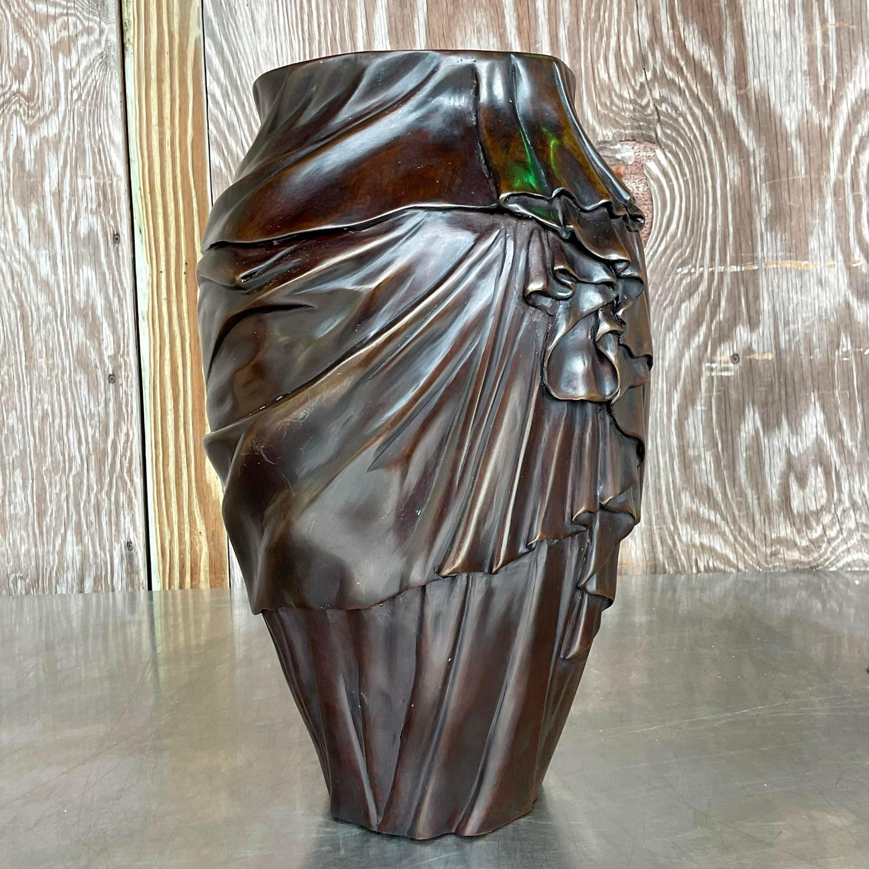Vintage Regency Bronze Swag Vase For Sale 1