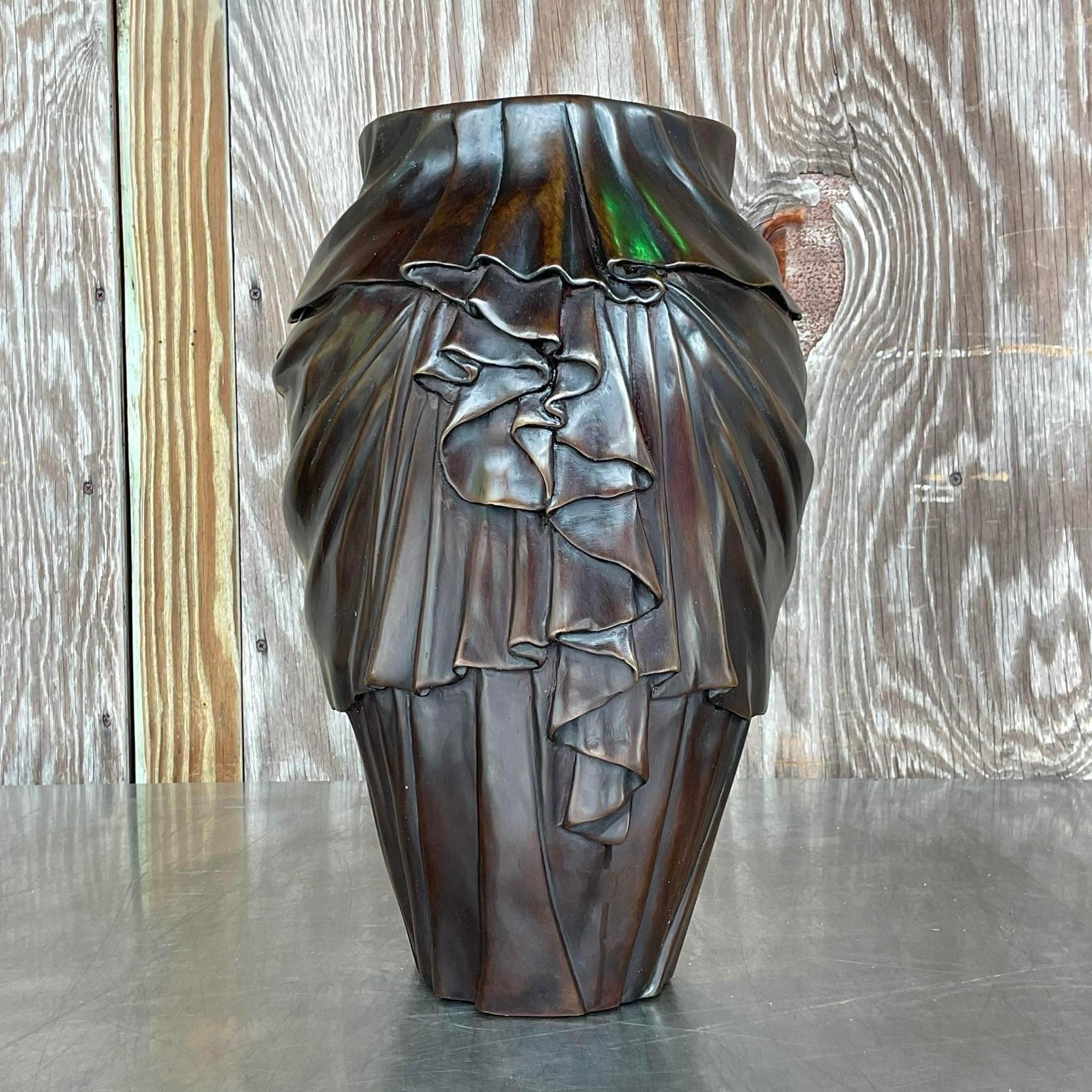 Vintage Regency Bronze Swag Vase For Sale 4