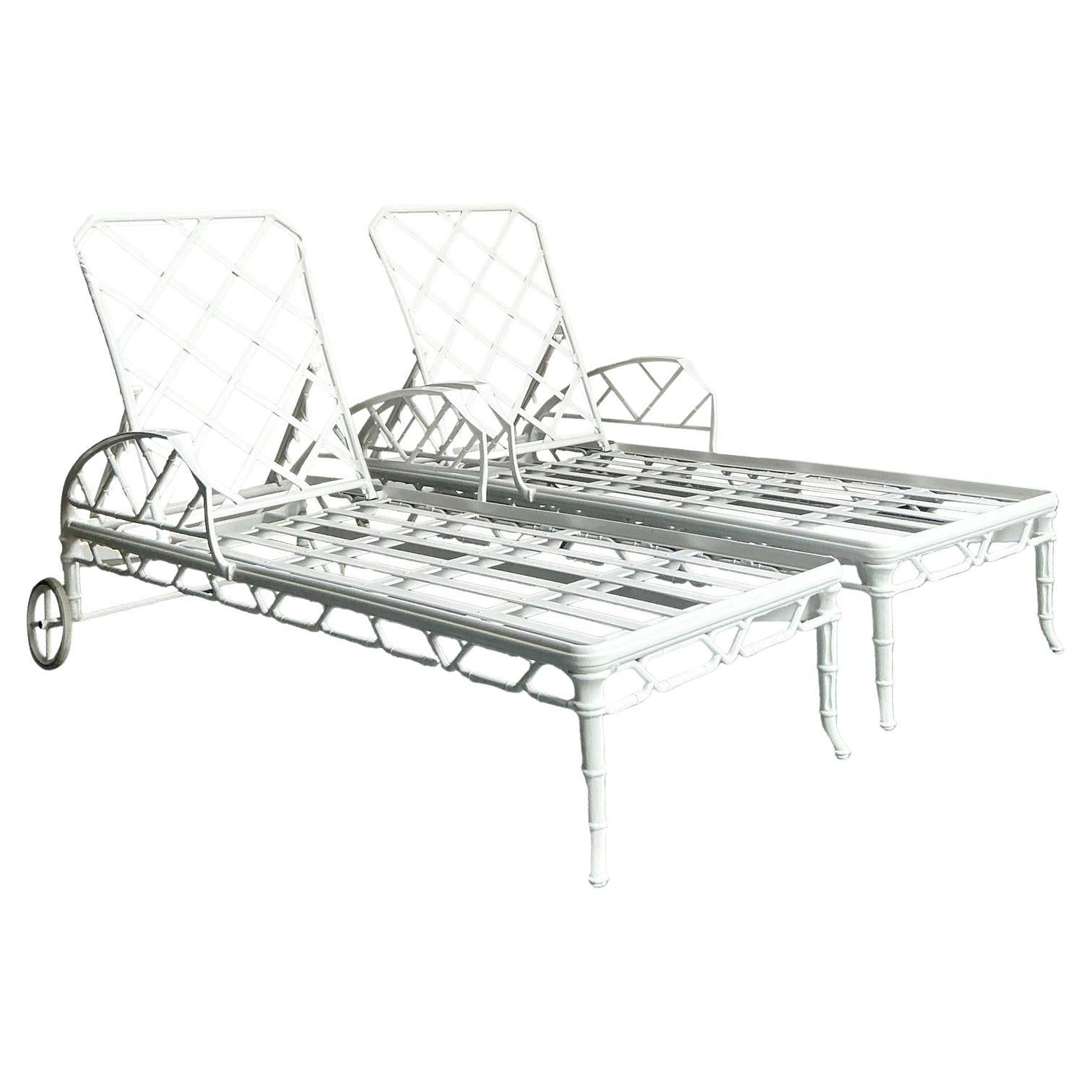 Vintage Regency Brown Jordan “Calcutta” Cast Aluminum Chaise Lounge - A Pair