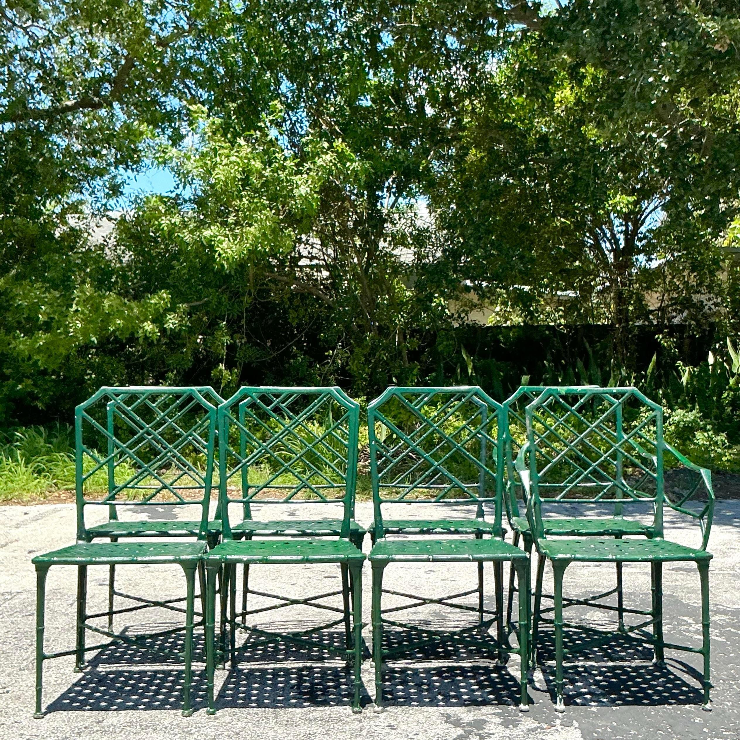 Vintage Regency Brown Jordan “Calcutta” Cast Aluminum Dining Chairs - Set of 8 5