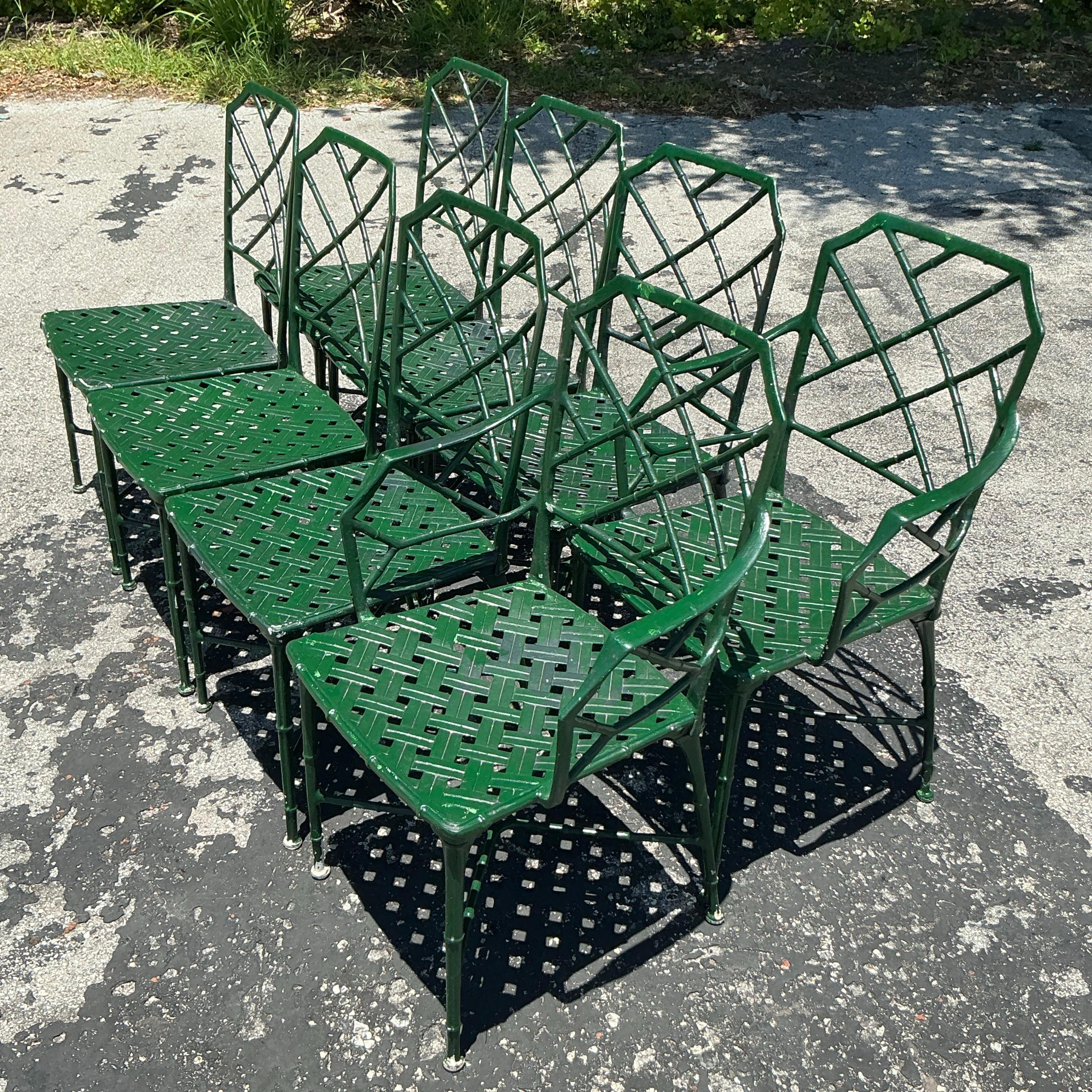 Vintage Regency Brown Jordan “Calcutta” Cast Aluminum Dining Chairs - Set of 8 6