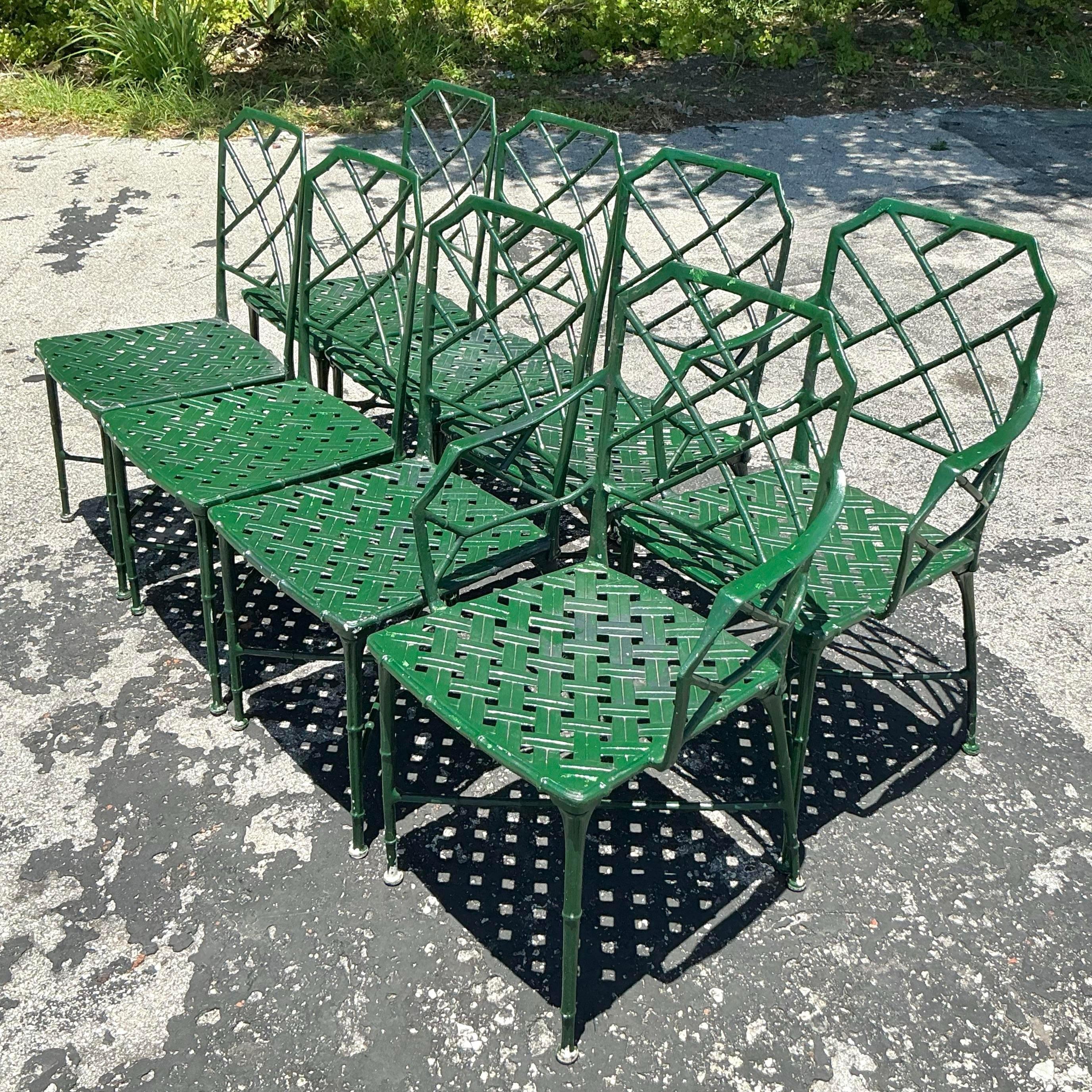 Vintage Regency Brown Jordan “Calcutta” Cast Aluminum Dining Chairs - Set of 8 4