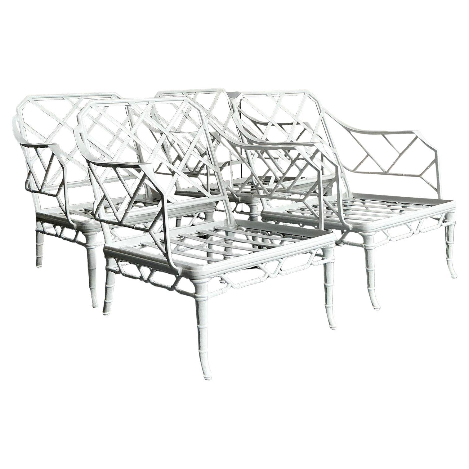 Vintage Regency Brown Jordan “Calcutta” Cast Aluminum Lounge Chairs - Set of 4