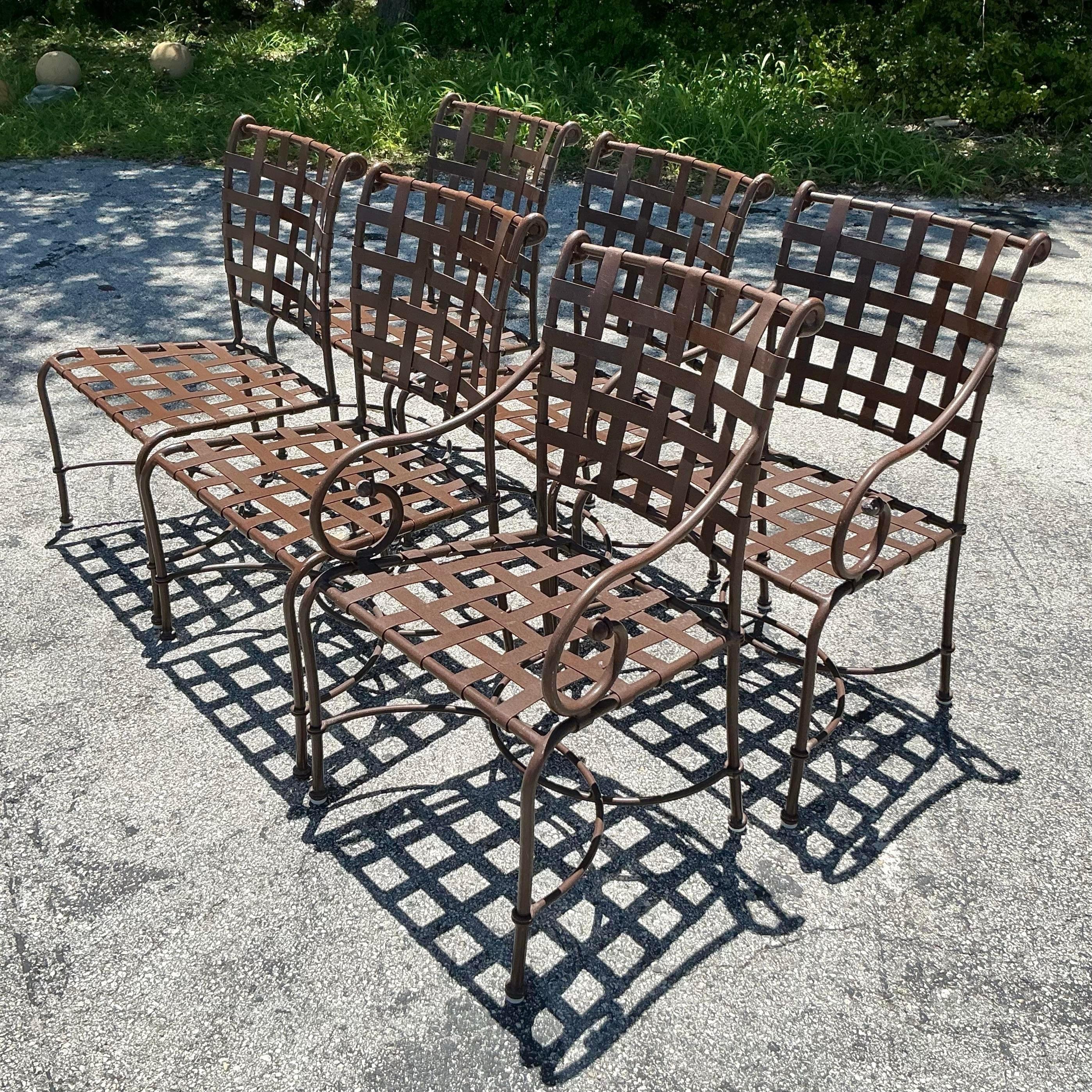 Vintage Regency Brown Jordan “Florentine” Cast Aluminum Dining Table & 6 Chairs 5