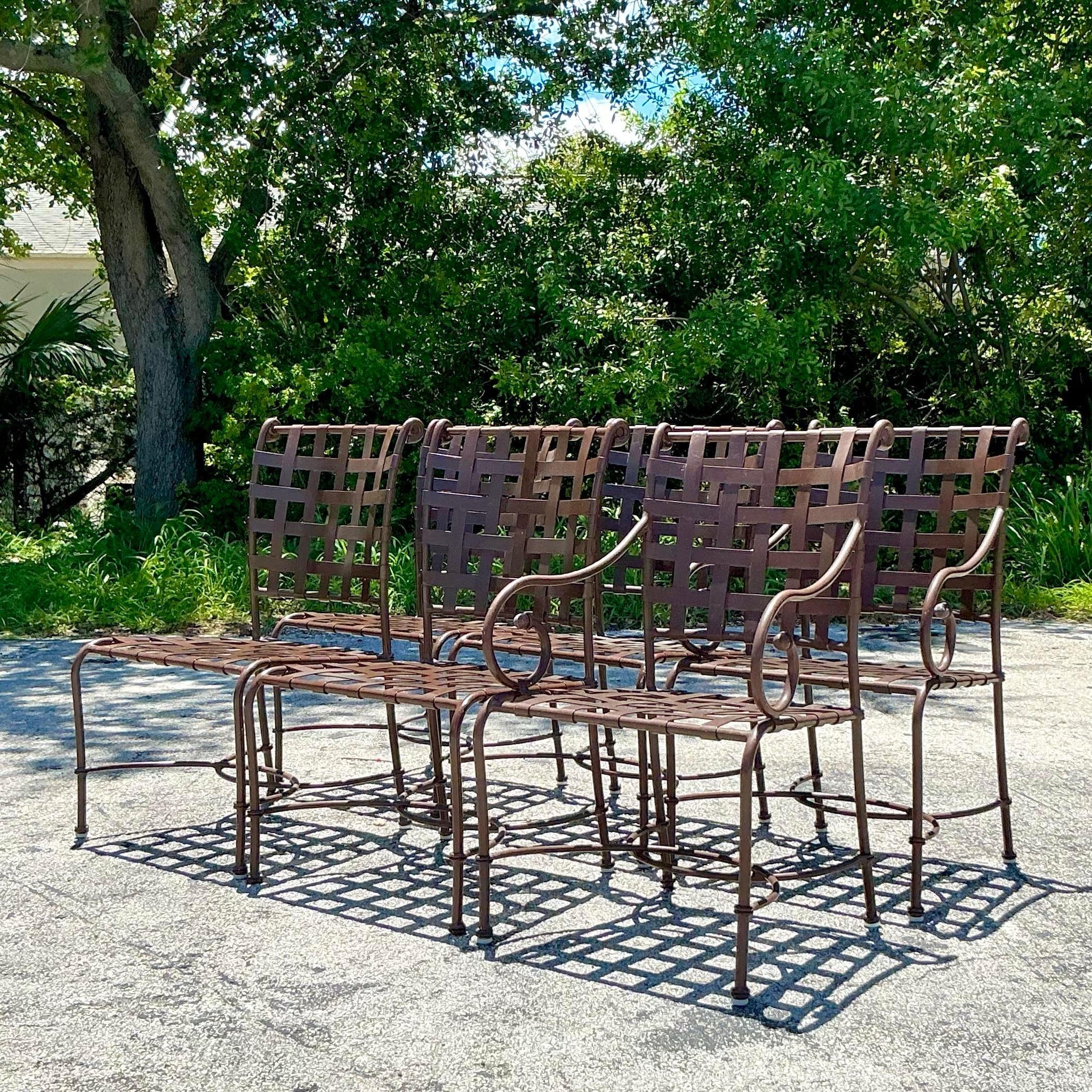 Vintage Regency Brown Jordan “Florentine” Cast Aluminum Dining Table & 6 Chairs 2
