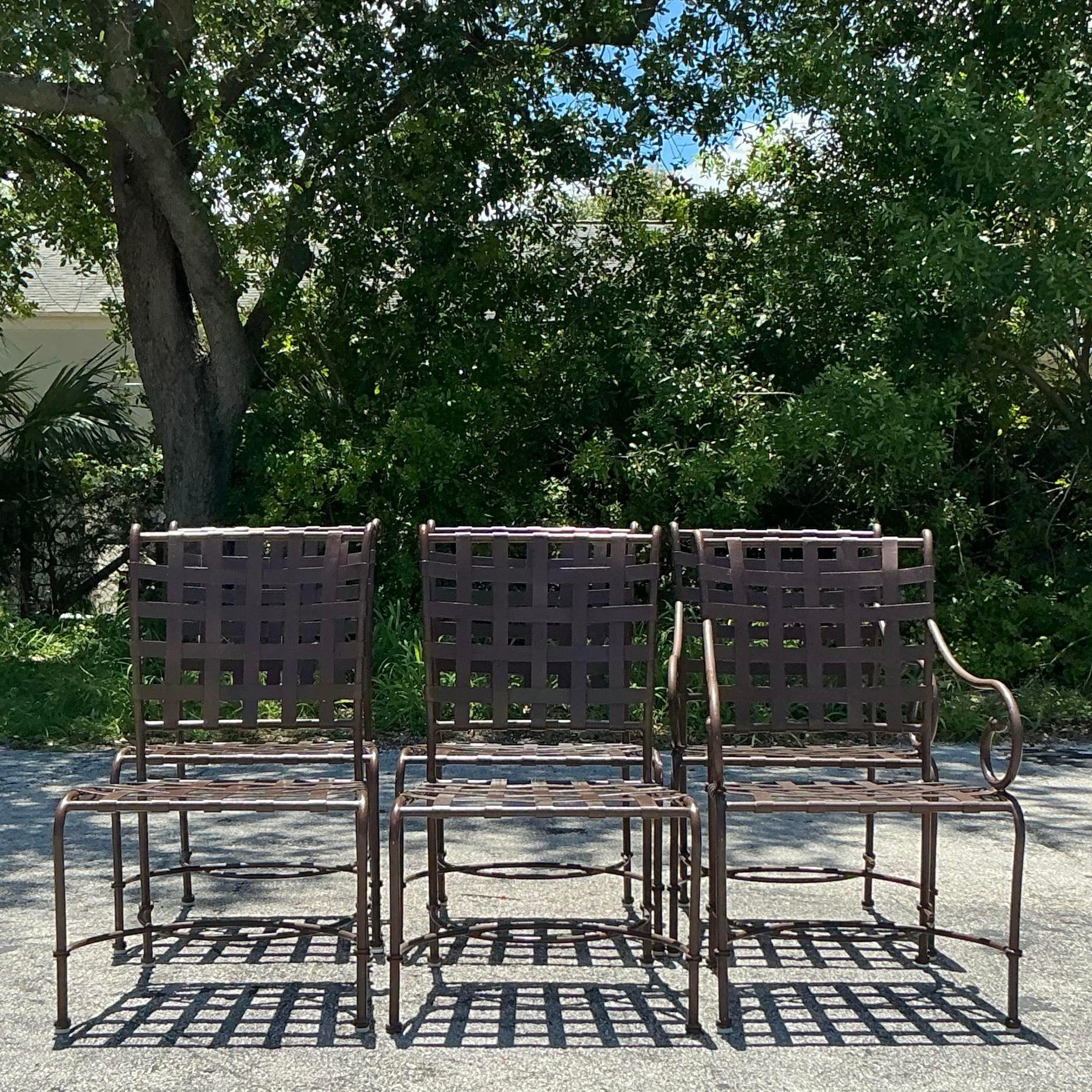 Vintage Regency Brown Jordan “Florentine” Cast Aluminum Dining Table & 6 Chairs 3