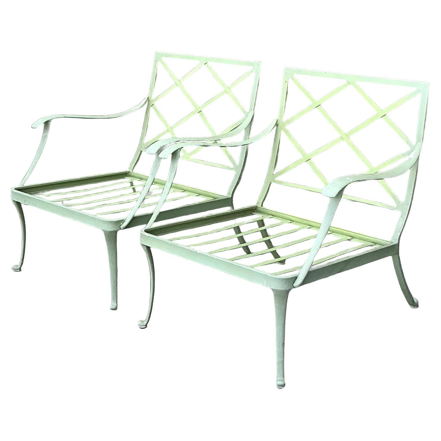 Vintage Regency Brown Jordan “Florentine” Cast Aluminum Lounge Chairs - A Pair