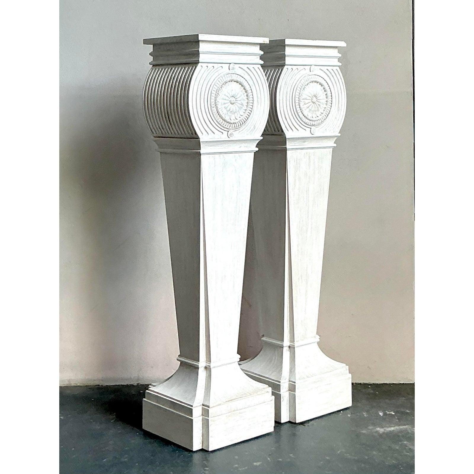 American Vintage Regency Bunny Williams Home Pedestals - A Pair For Sale