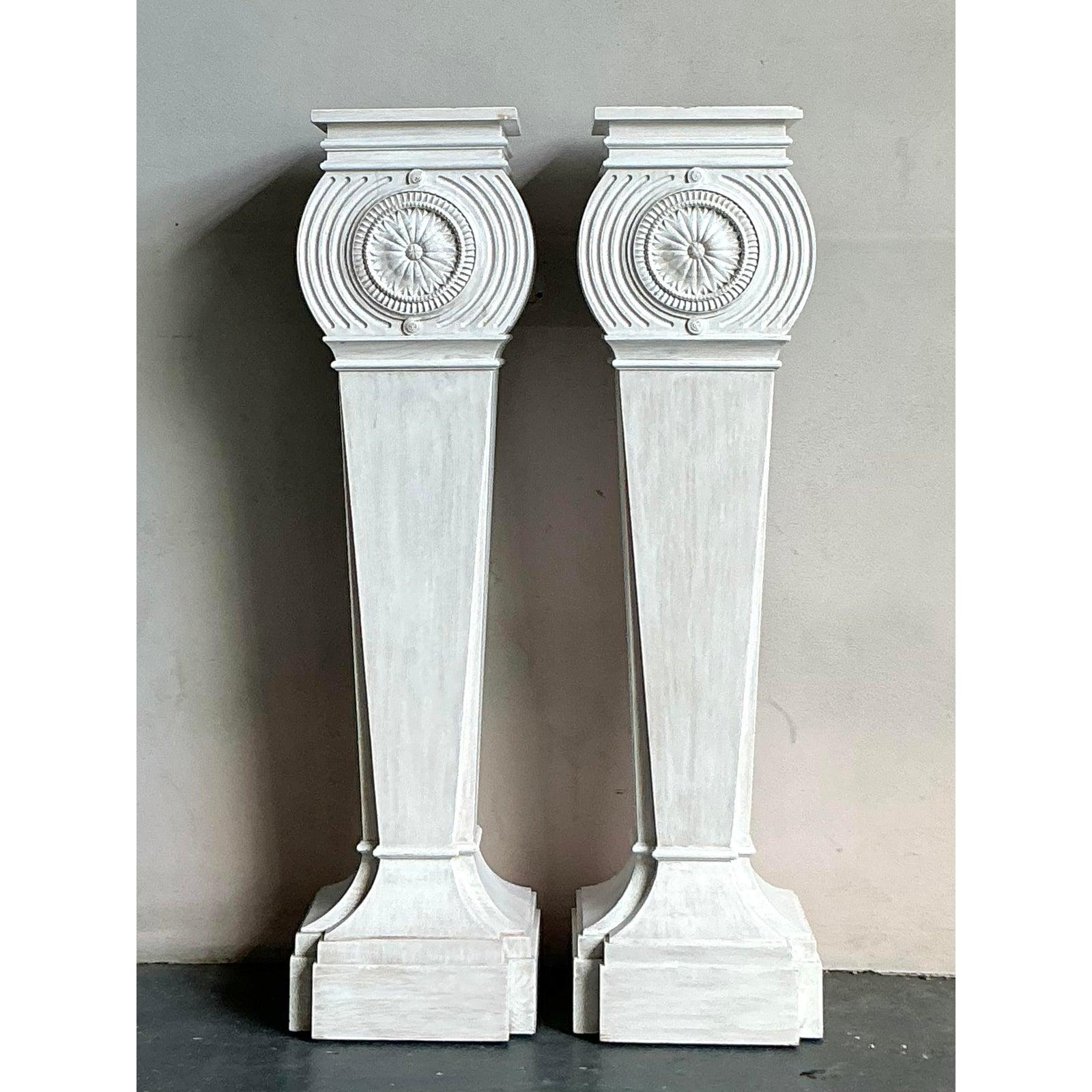 Contemporary Vintage Regency Bunny Williams Home Pedestals - A Pair For Sale