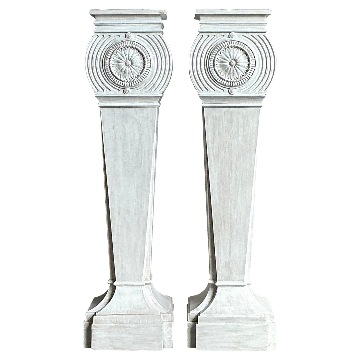 Vintage Regency Bunny Williams Home Pedestals - A Pair For Sale