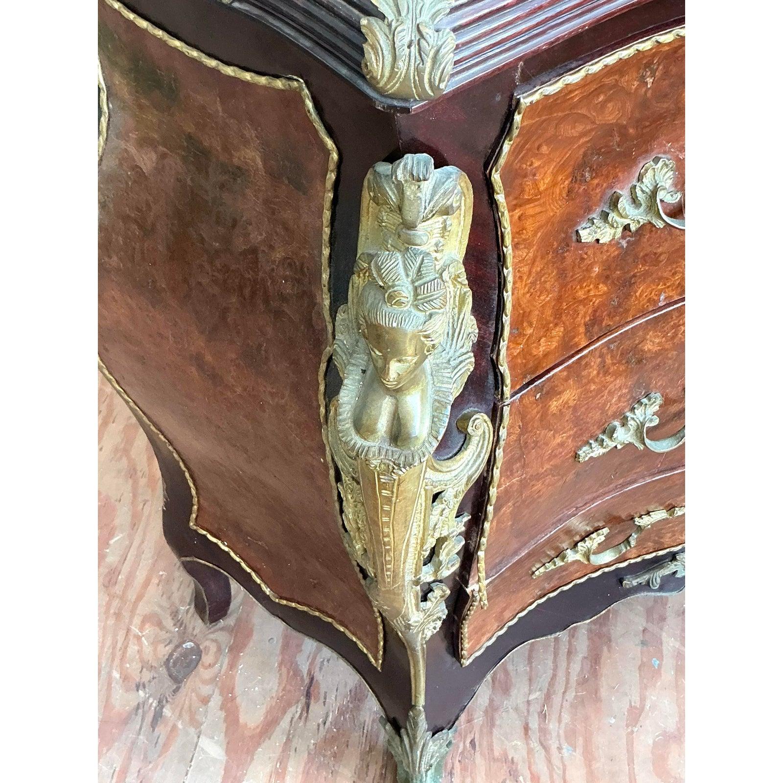 Vintage Regency Burl and Ormolu Chest of Drawers For Sale 5