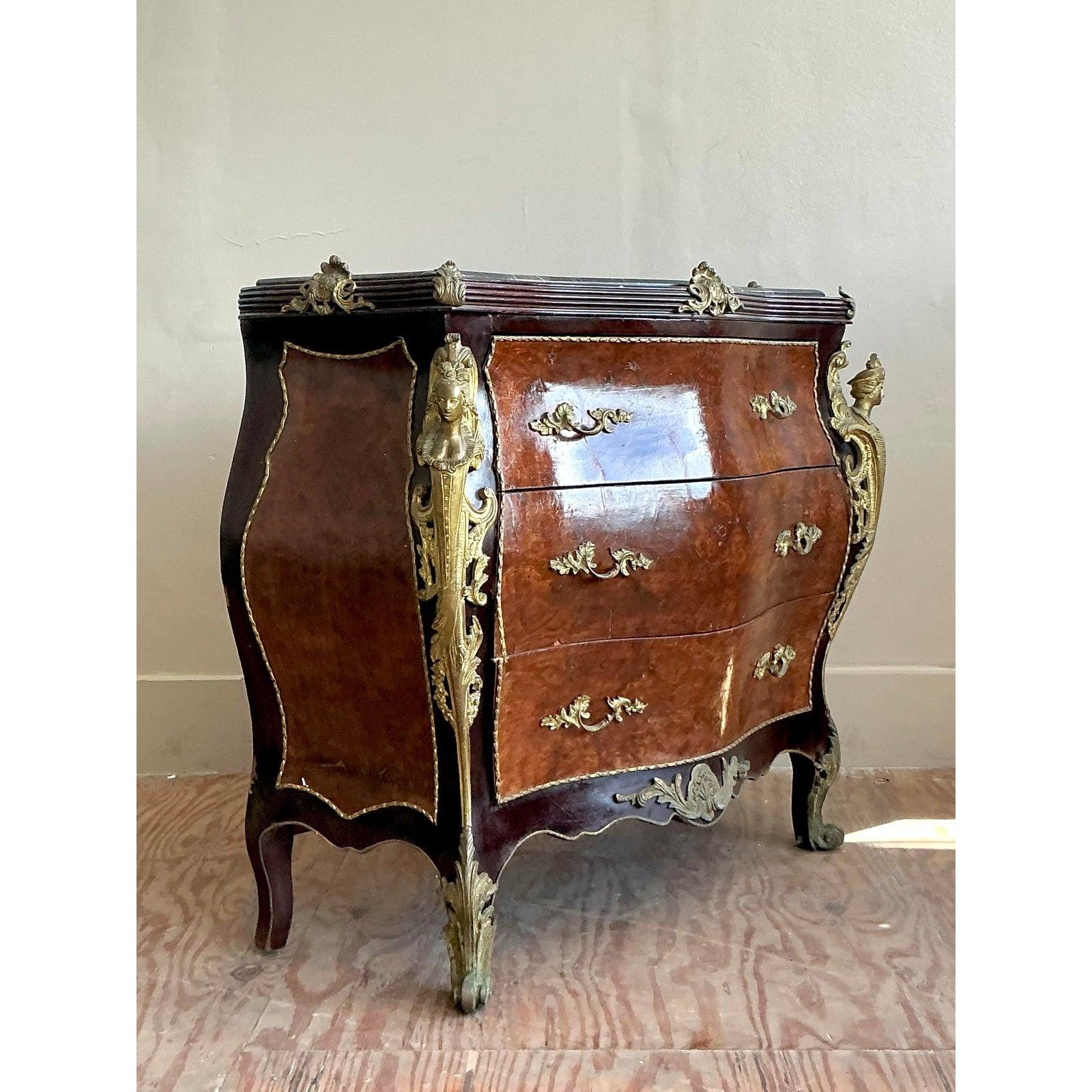 Vintage Regency Burl and Ormolu Chest of Drawers For Sale 6