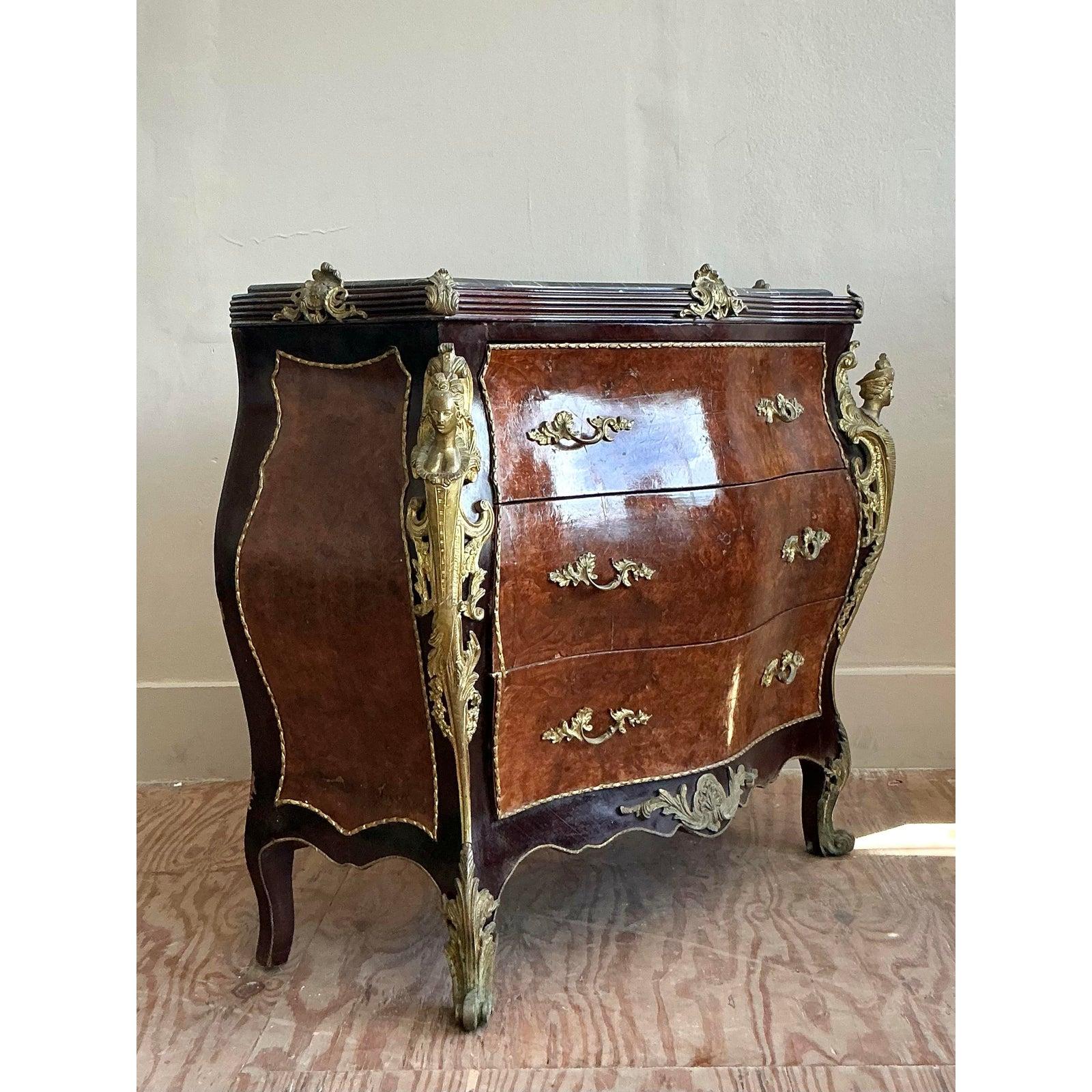 Vintage Regency Burl and Ormolu Chest of Drawers For Sale 1