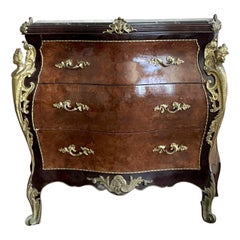 Vintage Regency Burl and Ormolu Chest of Drawers