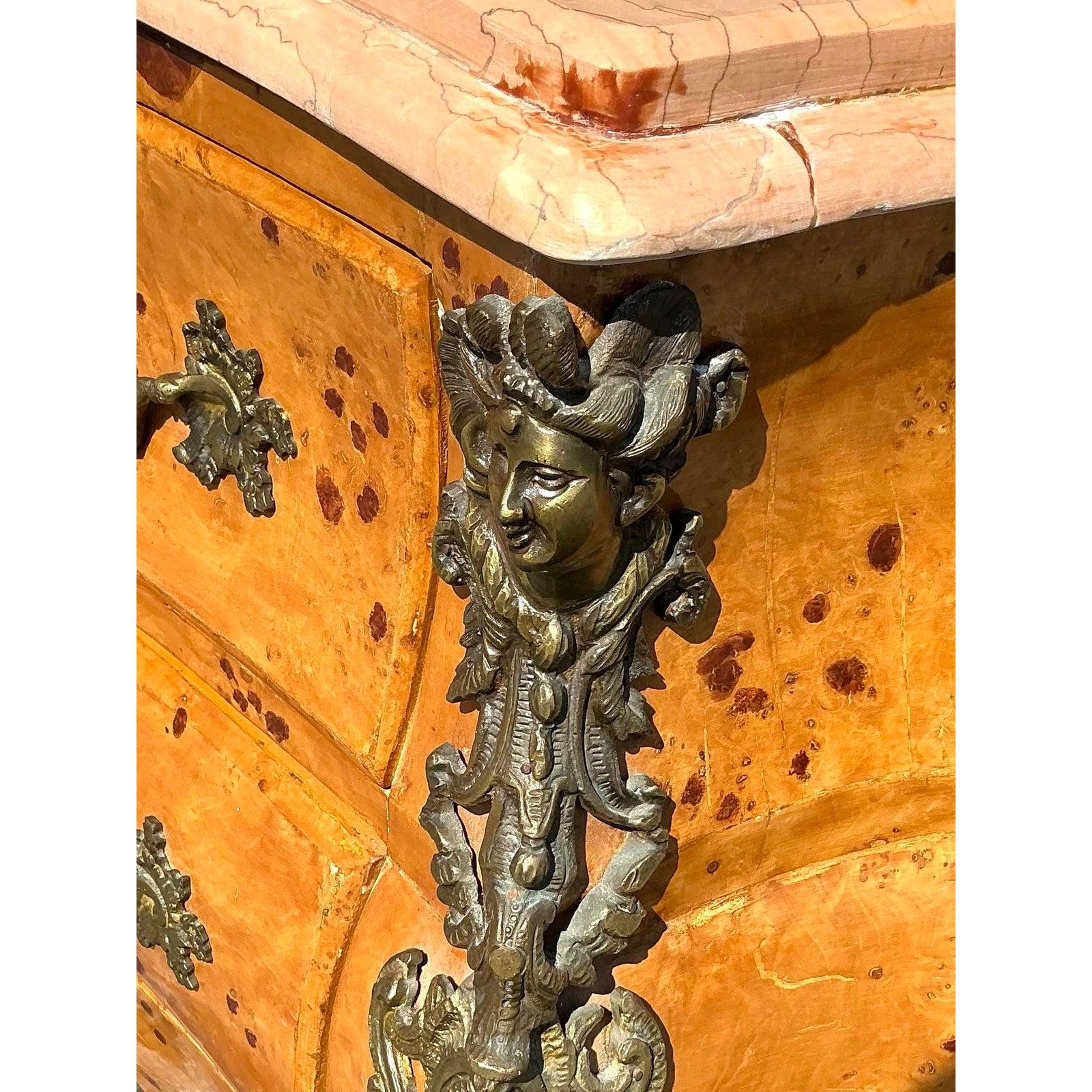 Vintage Regency Burl and Ormolu Commode For Sale 3
