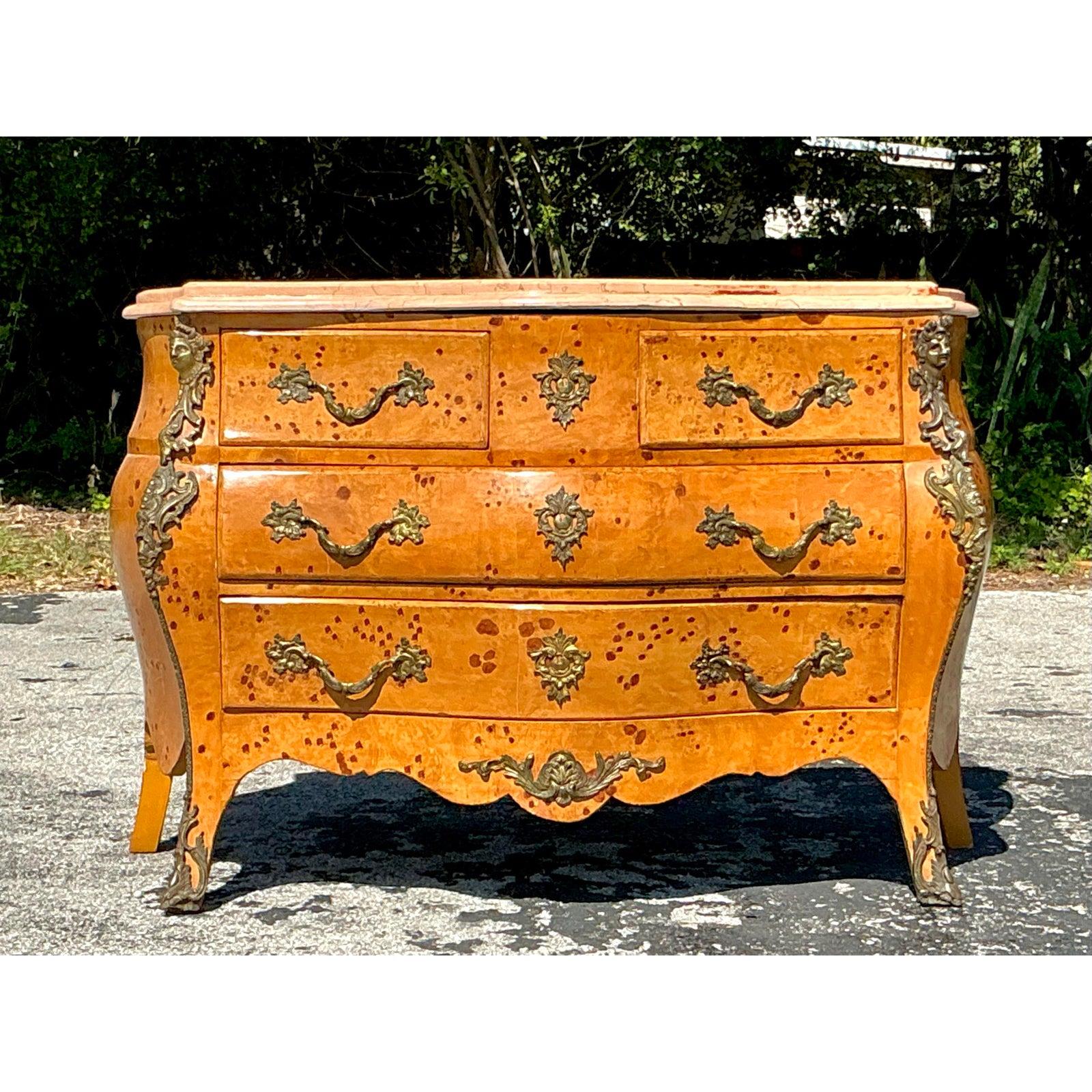 Vintage Regency Burl and Ormolu Commode For Sale 4